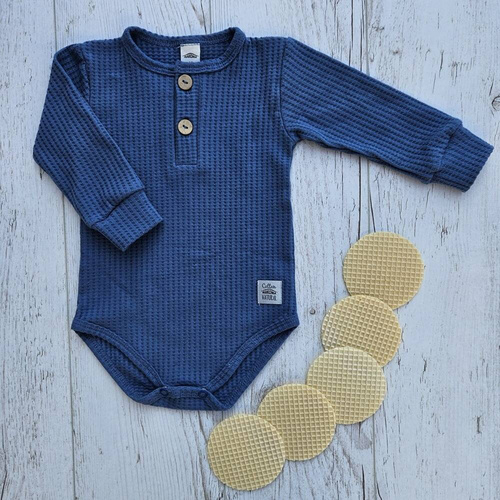 "Natural Waffel" Makoma Body polo z długim rękawem denim