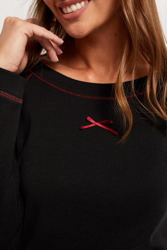 Ordesa Piżama Damska długi rękaw, długie spodnie Italian Fashion - czarny/druk