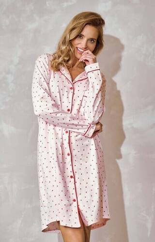 3229 Saanavi Koszula nocna rozpinana Taro- różowa