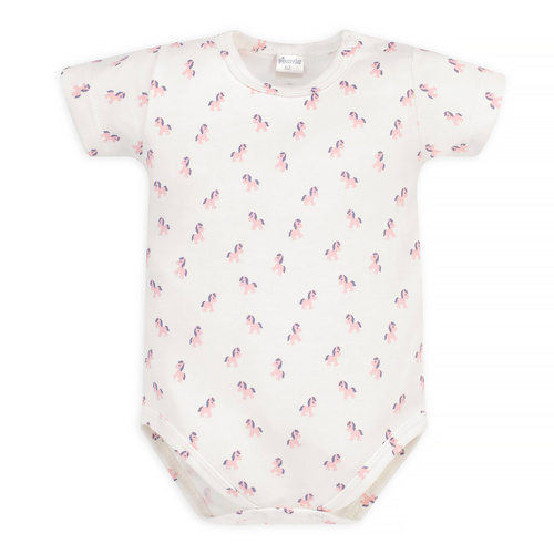 Lovely Day Pinokio Body niemowlęce, krótki rękaw - ecru koniki