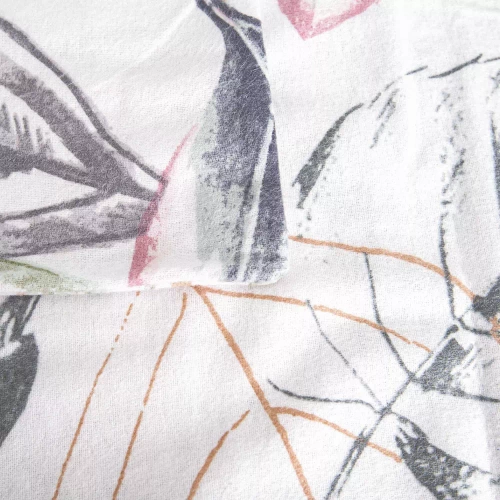 31505/1 Pościel flanelowa liście Darymex biały