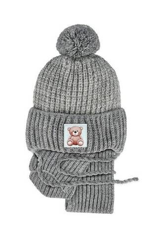 48-318 Komplet czapka+golf AJS szary melenż