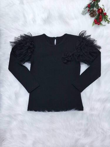 Carmen Bambarillo Bluzka dziecięca krótki rękaw czarny