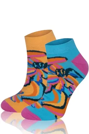 S141S Zanzi Italian Fashion Skarpety stopki - tuskusowy/żółty/różowy