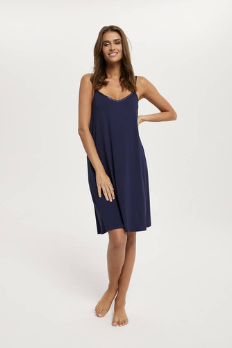 Song Damska koszula nocna, wąskie ramiączko Italian Fashion - granatowy