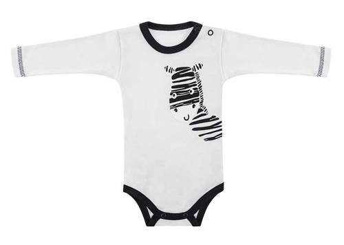 "Zebra" Terjan Body z długim rękawem - biały