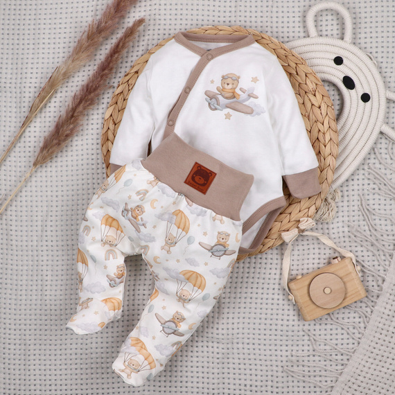 ABN-5502 Sky Journey Body kopertowe Nini ecru | Bawełna organiczna dla noworodka