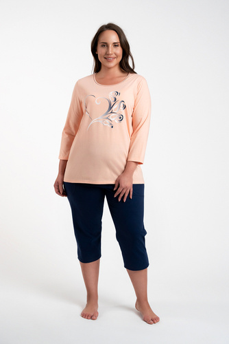 Arietta Piżama Damska 3/4 rękaw i 3/4 spodnie Italian Fashion - łosoś 