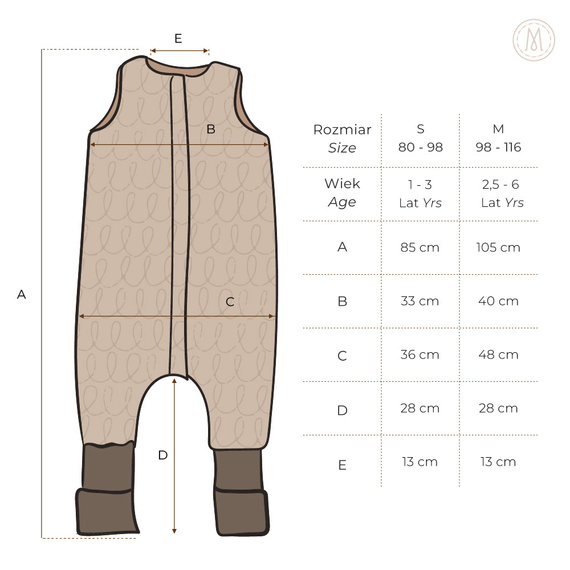 Burgund Śpiworek z nogawkami Makaszka
