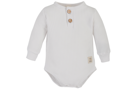 "Waffel Stone" Makoma Body polo z długim rękawem white