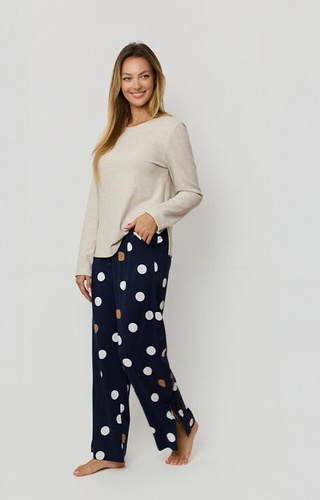 Oceane PW85 Piżama damska Mefemi–wiskozowa, w grochy, z kokardkami