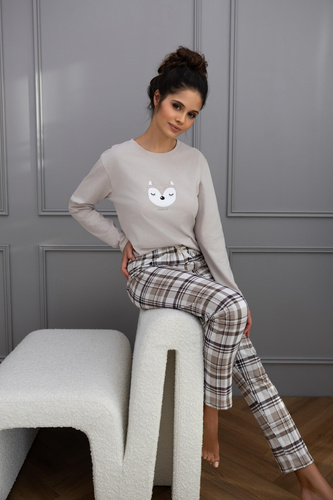 Tinsley Piżama damska Sensis – bawełniana, długa, w kratkę