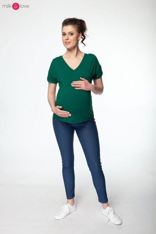Bluzka ciążowa i do karmienia M-Shirt V-neck Milk&Love butelkowa zieleń