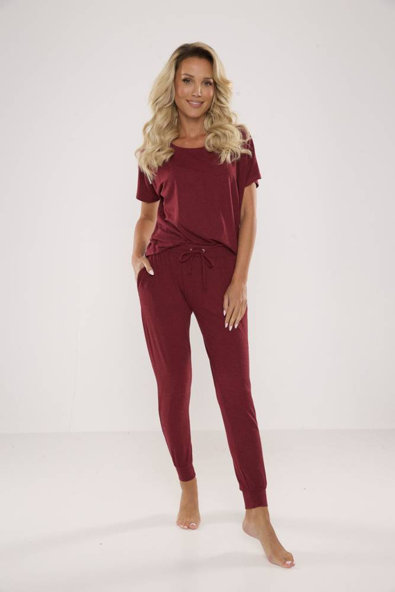 524 Paula Piżama Damska De Lafense - bordo