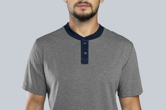 Profit Piżama Męska krótki rękaw, długie spodnie Italian Fashion- śr.melanż