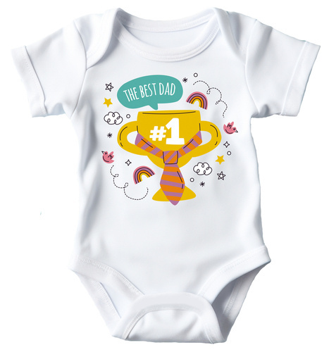 "The best dad krawat"  Moocha Body krótki rękaw biały
