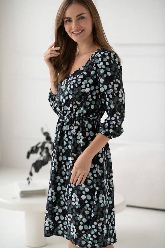 Lovely Dress Midi Milk&Love sukienka ciążowa i do karmienia w listki eukaliptusa