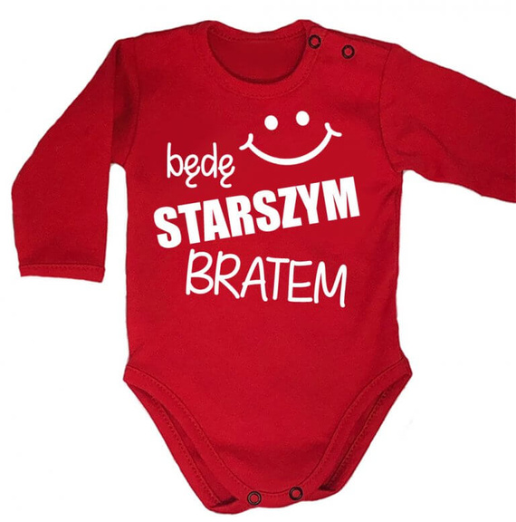 "Będę STARSZYM bratem v2" Moocha body długi rękaw czerwony