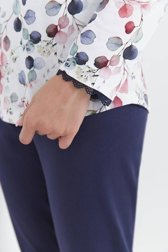 407 Piżama damska Cana -biały granatowy