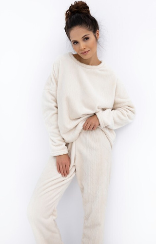 Bridget Piżama damska Homewear Sensis – ciepła, dzianina soft, ecru