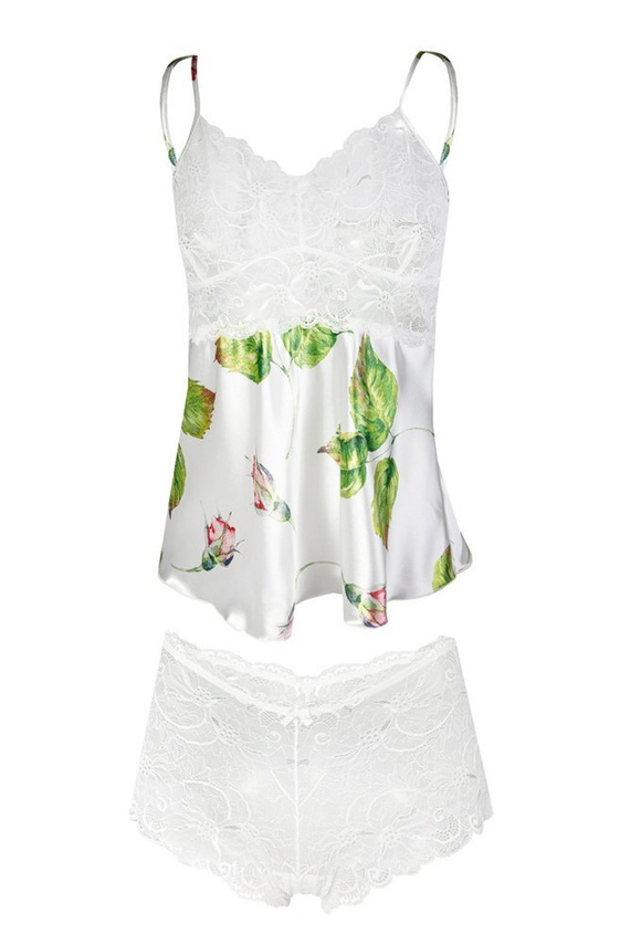 Flowers Komplet piżama damska DKaren DK-KA 002 biały