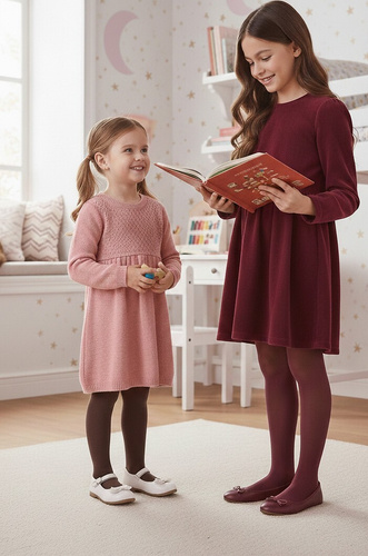 Rosabella Rajstopy dziecięce Little Lady 60 den Gatta bordowe – miękkie i gładkie