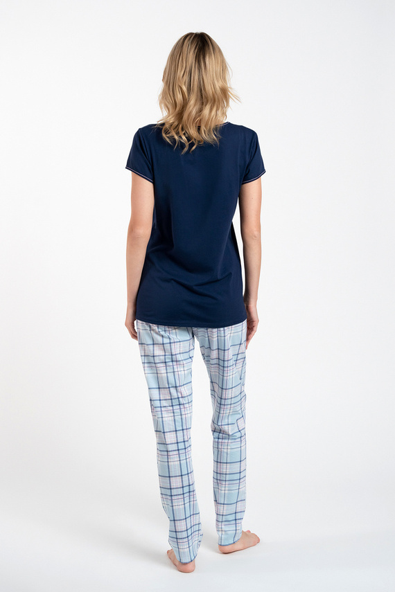 Glamour Piżama Damska krótki rękaw i długie spodnie Italian Fashion - granatowy/druk