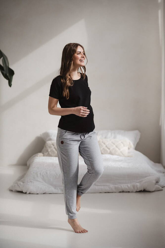 Two Ways Milk&Love bluzka ciążowa i do karmienia z krótkim rękawem czarny