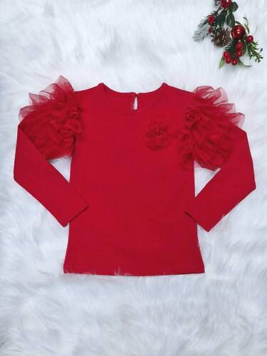 Carmen Bambarillo Bluzka dziecięca krótki rękaw czerwony