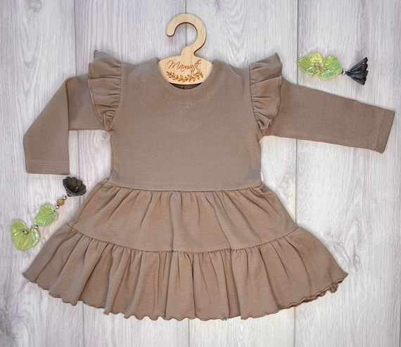 Mamatti SP502 – elegancka sukienka welurowa ecru dla dziewczynki