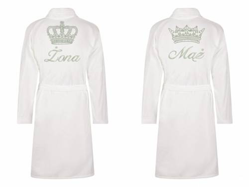 Żona&Mąż + Korona By Shelly zestaw szlafroków - biały/srebrny