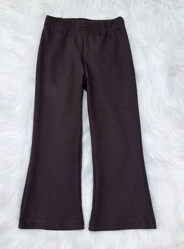 Spodnie dzwony prążek Bambarillo czekoladowy – prążkowana dzianina, bawełna z elastanem