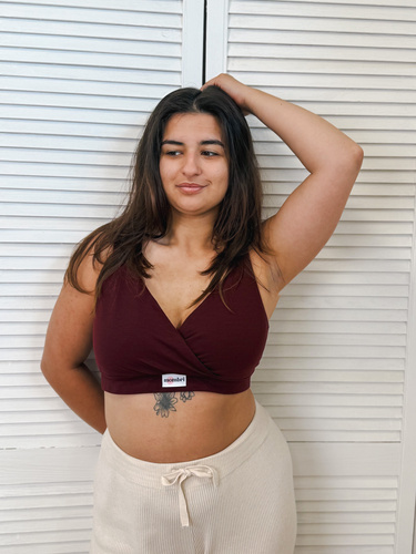 Mombri Klasyk Milk&Love nieprzemakalny biustonosz do karmienia bordowy 