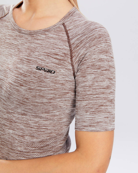 Melange Rashguard bluzka damska krótki rękaw Spaio coffee