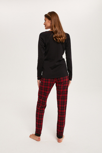 Ordesa Piżama Damska długi rękaw, długie spodnie Italian Fashion - czarny/druk