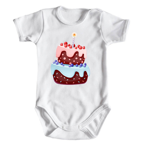 "ROCZEK torcik z jedynką" Moocha Body krótki rękaw biały