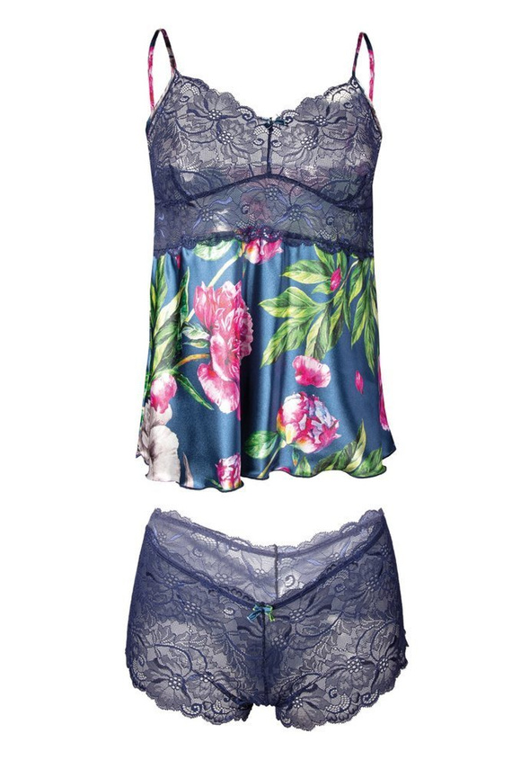 Flowers Komplet piżama damska DKaren DK-KA 002 biały