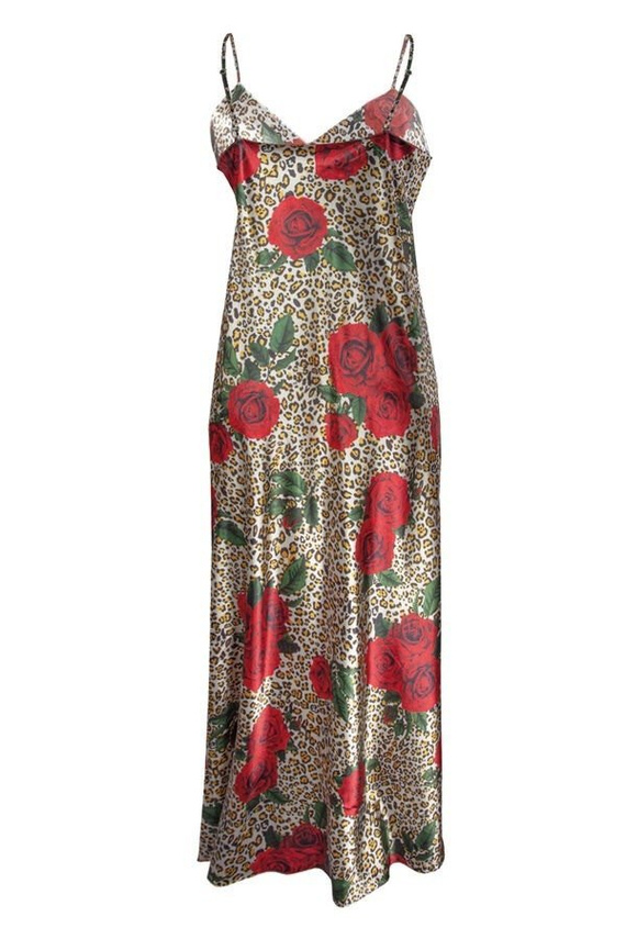 Flowers Halka satynowa długa koszulka damska DKaren - DK-HI6 ecru