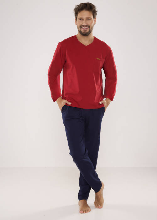 683 Kevin Piżama Męska Forex - bordo- granat