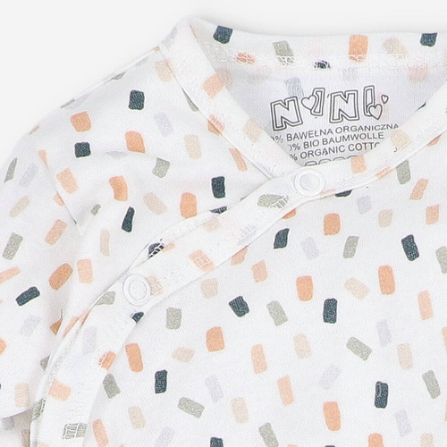 ABN-5327/KRE Pajacyk zapinany kopertowo z bawełny organicznej Nini kremowy