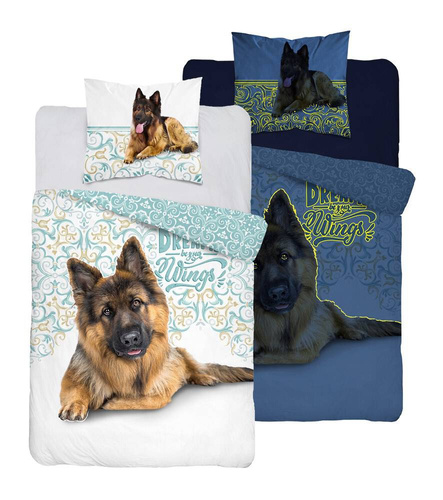 4023 A Fluo 133 Pościel bawełniana świecąca w ciemności owczarek niemiecki Detexpol