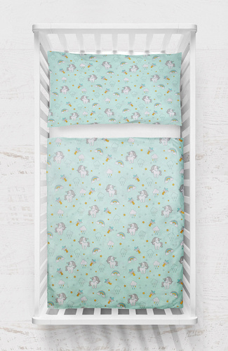 "Jednorożce" Martex Pościel dziecięca dwu częściowa Happy Bear miętowy