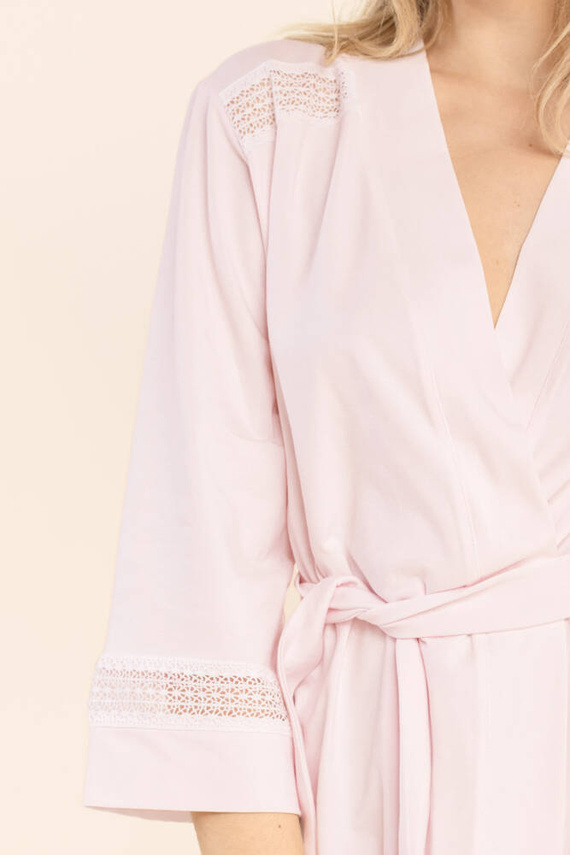 48 Szlafrok damski z koronką Bonamera różowy