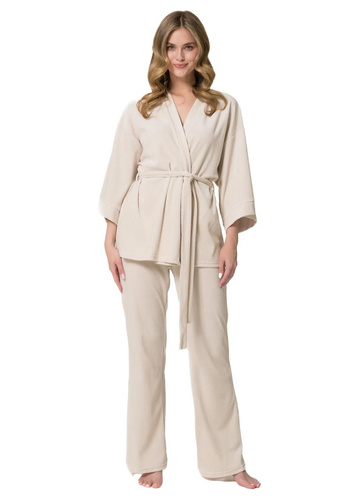 Leveza Darlin 1816 Piżama Damska Welurowa 3/4 Komplet Homewear Sahara