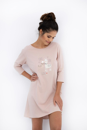 Lama Koszula nocna damska Sensis – 100% bawełna, nadruk z lamą