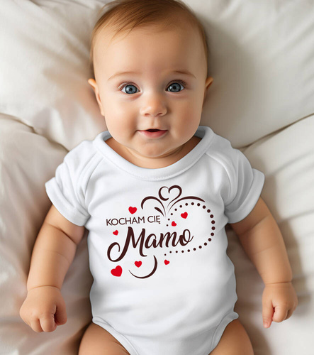 "Kocham Cię MAMO" Moocha Body krótki rękaw biały