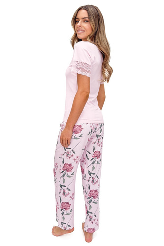 Piżama damska Donna Gabriela Long wiskoza koronka V wygodna