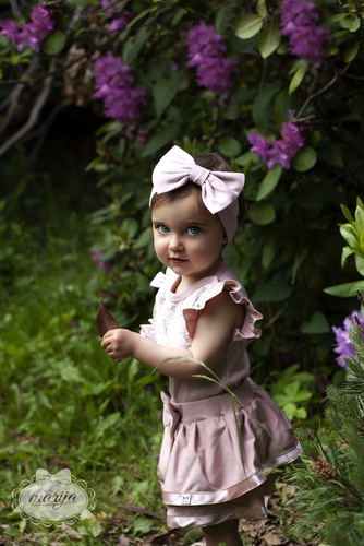 1716K Cherry Opaska z dużą kokardą Marija - różowy