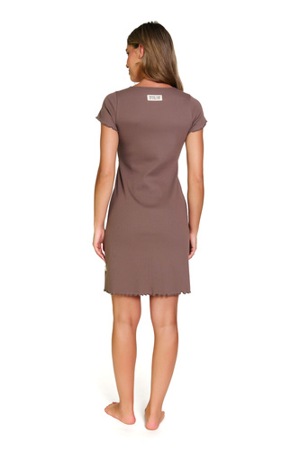 7303 Doctor Nap – Koszula nocna ciążowa i do karmienia | Bawełna z elastanem, polska produkcja - mocha mousse