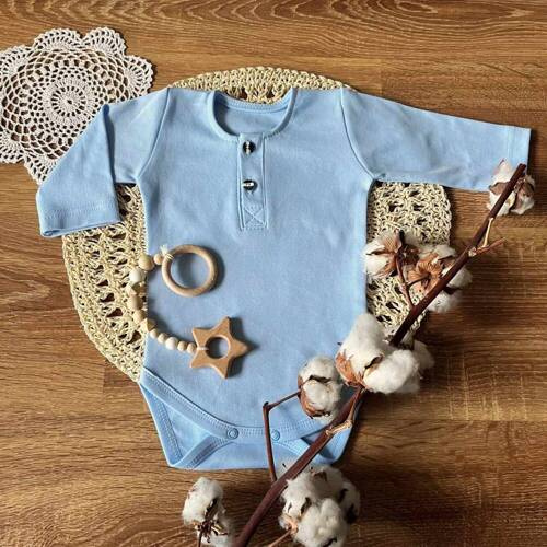 BP008 Mamatti Body polo z długim rękawem - niebieski